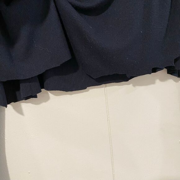 Free People Cutout Mock Neck Long Sleeve Top Black Size L (Cropped Raw Hem) - Picture 7 of 8